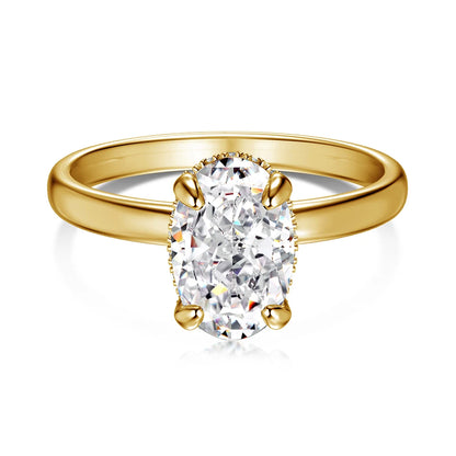 Jewelry Manufacturer Supplier S925 Silver Rhodium Plated Luxury Oval 8A Crushed Iced Out Cut Cubic Zirconia Women Ring