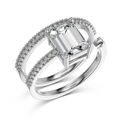 Personalized Daily Dress up Fine Fashion Jewelry S925 Silver Openwork Double Layer  5A Cubic Zirconia Women Bridal Ring