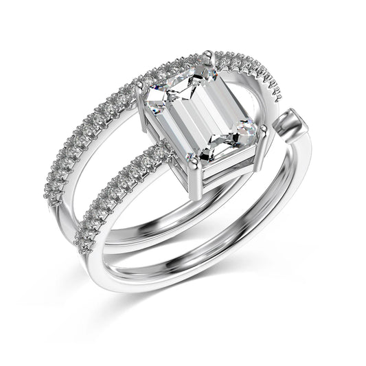 Personalized Daily Dress up Fine Fashion Jewelry S925 Silver Openwork Double Layer  5A Cubic Zirconia Women Bridal Ring