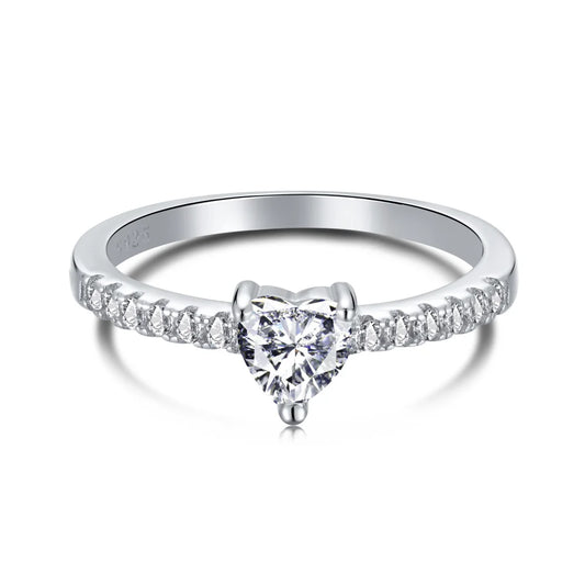 Simplicity Minimalist 5A Level CZ Stone Wedding Rings Heart Love 925 Silver Sterling Rings Jewelry