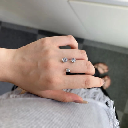 New Arrival Minimalist Design Rhodium Plated 925 Sterling Silver Adjustable 5A Zirconia Women Wedding Promise Rings