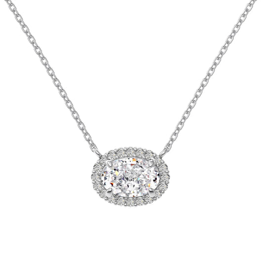 Hot Sale High Quality S925 Silver Jewelry Round Oval 8A Cz Zirconia Pendant Necklace 18K Gold Plated Necklaces for Women