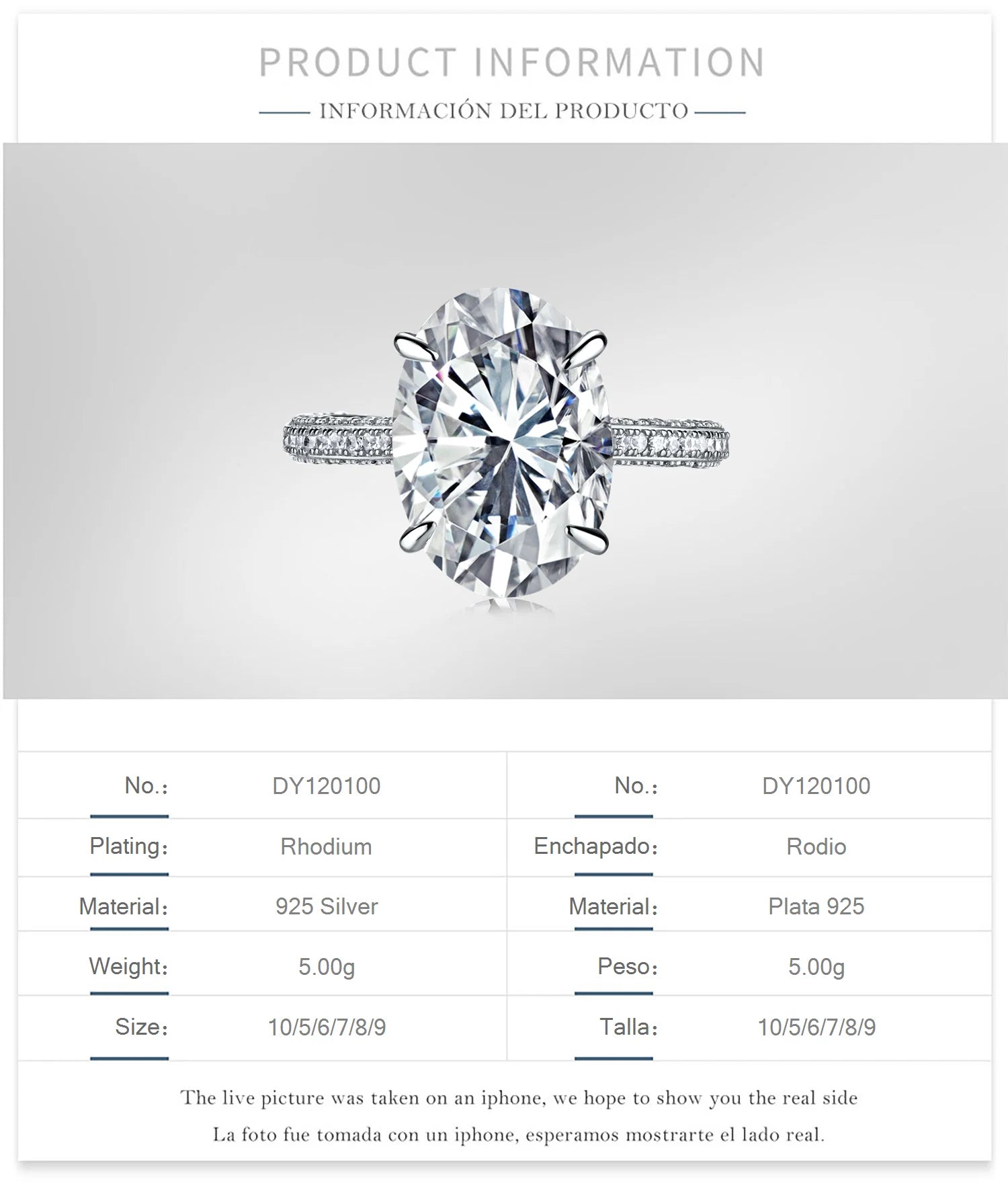 925 Sterling Silver CZ Bridal Engagement Ring product image 5