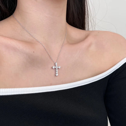 Classic Design Fine Jewelry 925 Sterling Silver Christ Catholic Religious 5A Cubic Zirconia Cross Pendant Necklaces