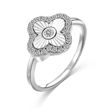 925 Sterling Silver Clover 5A CZ Ring product image 7