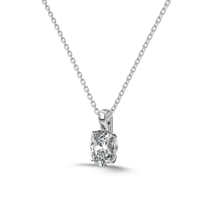 Exquisite Delicate Women Girls Fine Jewelry S925 Silver Solitaire Egg Oval Shape 5A Cubic Zirconia Pendant Necklace