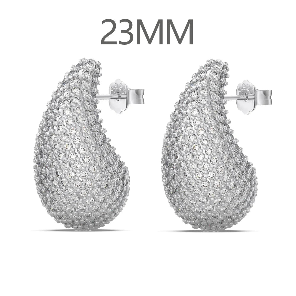 KAKODIY Luxury Jewelry Stud Earrings 14K Gold Plate Sterling Silver 925 Water Drop Earrings