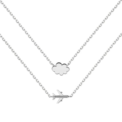 Hot Sale Creative Airplane Cloud Chain Pendant 18K Gold Plated Double Layered Necklace Exquisite S925 Silver Necklaces for Women