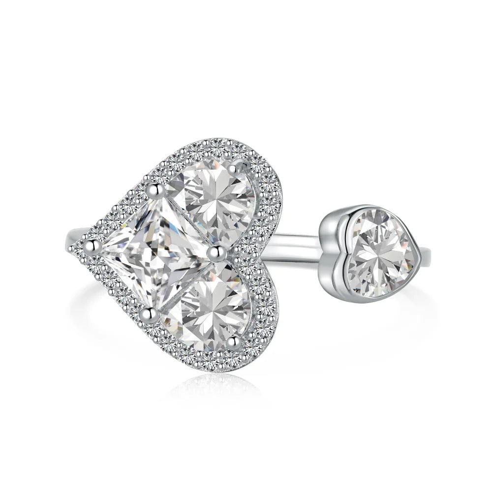 925 Silver Heart CZ Engagement Ring DY120723 by KAKODIY