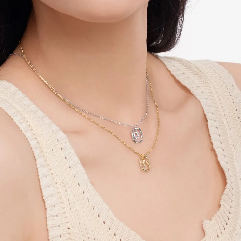 925 Sterling Silver CZ Initial Necklace DY191343 product image 4