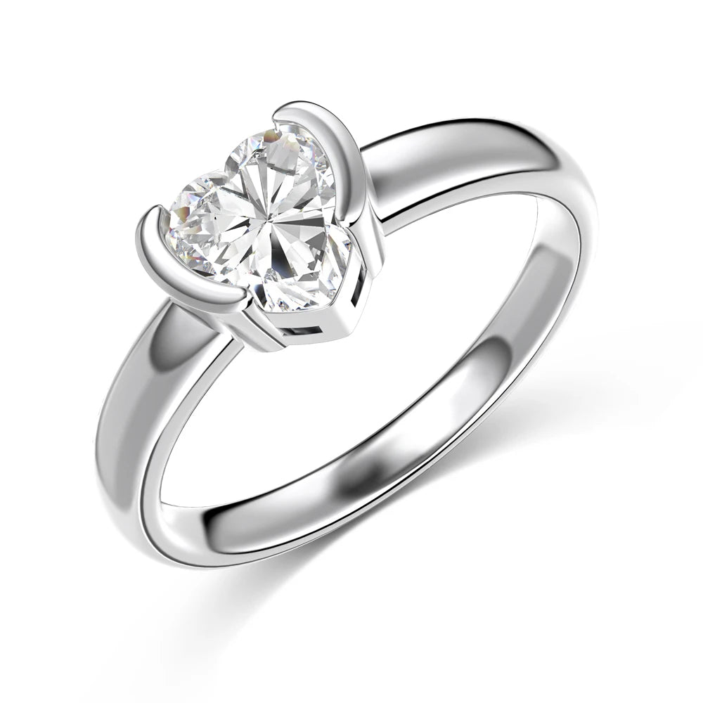 Simplicity Design Dainty Jewelry Manufacturer Sterling Silver Wedding Band Heart Shape 5A Zirconia Promise Engagement Ring