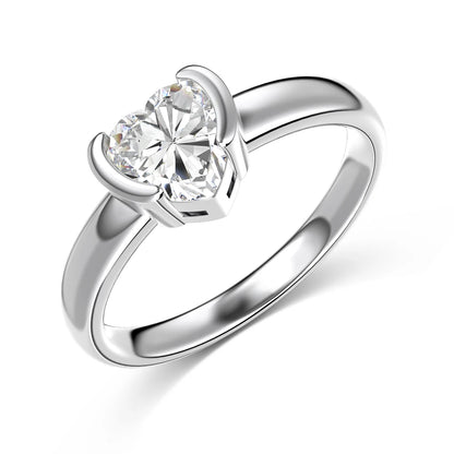 Simplicity Design Dainty Jewelry Manufacturer Sterling Silver Wedding Band Heart Shape 5A Zirconia Promise Engagement Ring