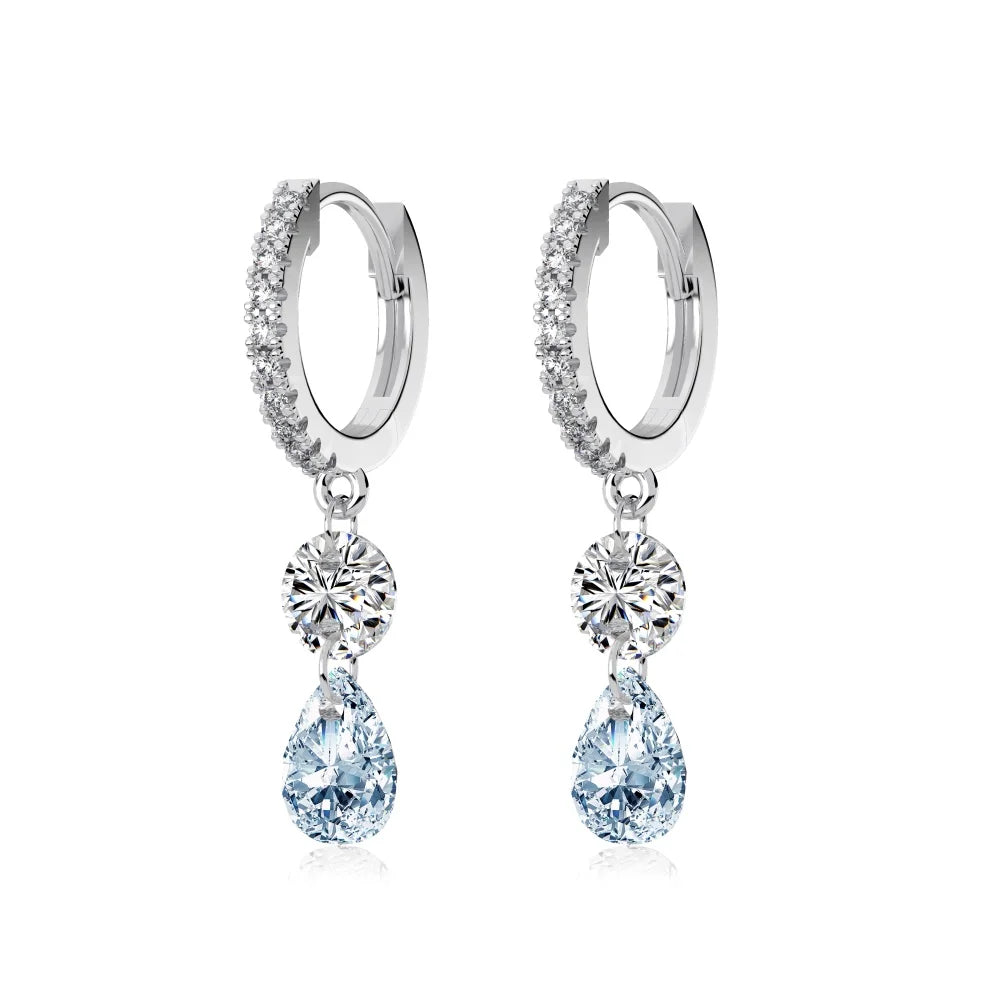 KAKODIY Luxury Zircon Drop Pendant 14K Gold Plated Earrings 925 Sterling Silver Fine Jewelry Earrings