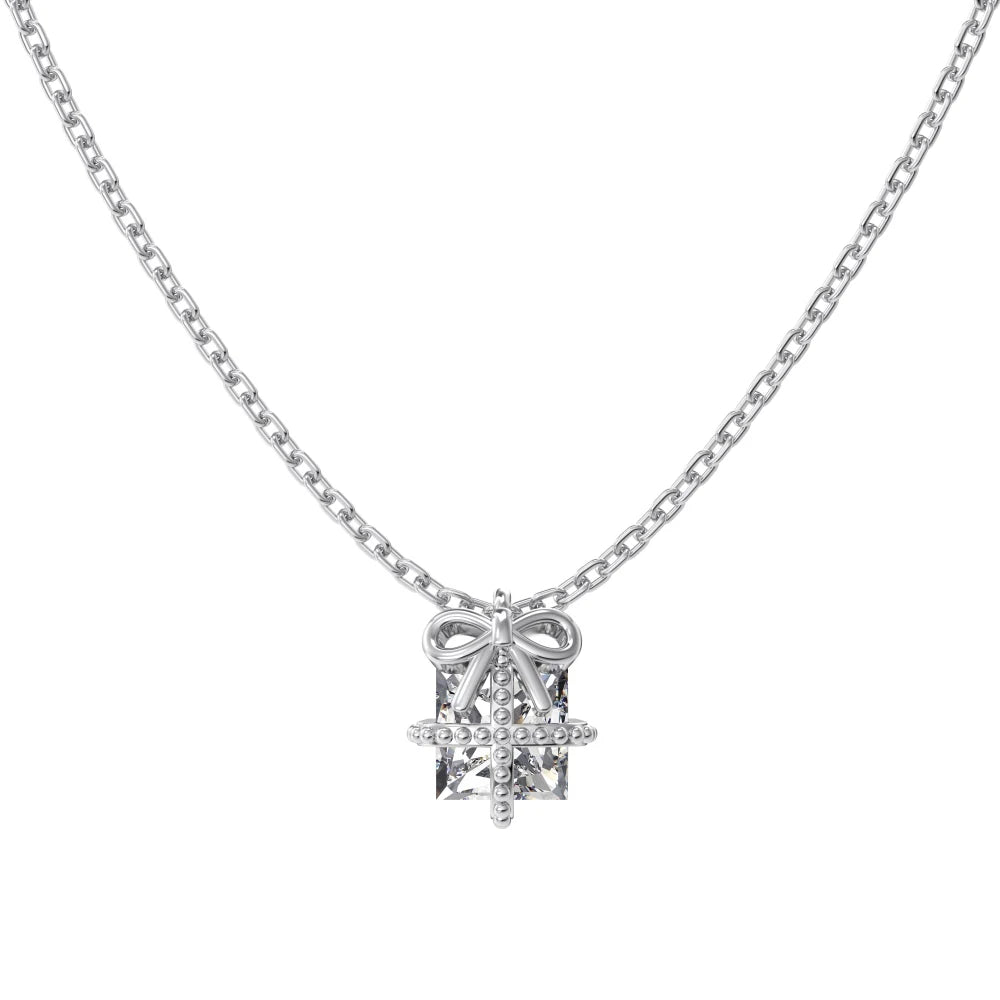 Tiny Delicate Women Jewelry Hypoallergenic Rhodium 14K Gold Plated Sterling Silver 5A Zirconia Gift Box Pendant Necklace