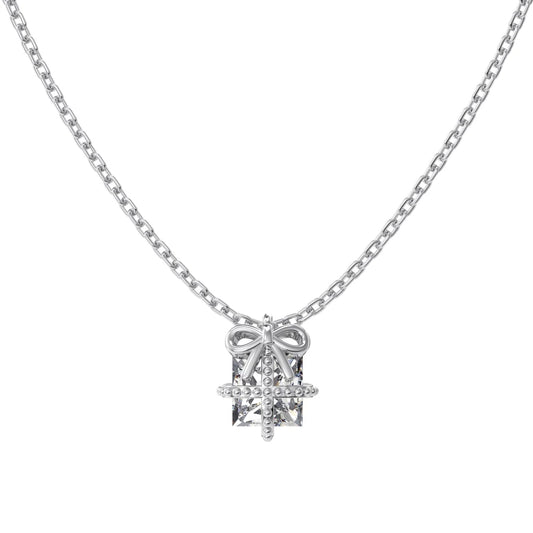 Tiny Delicate Women Jewelry Hypoallergenic Rhodium 14K Gold Plated Sterling Silver 5A Zirconia Gift Box Pendant Necklace