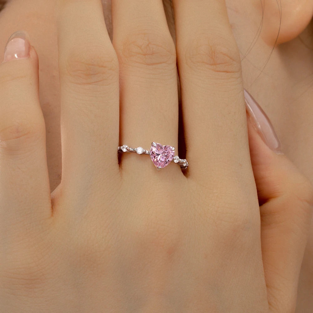 925 Silver Heart CZ Engagement Ring DY121106 product image 5