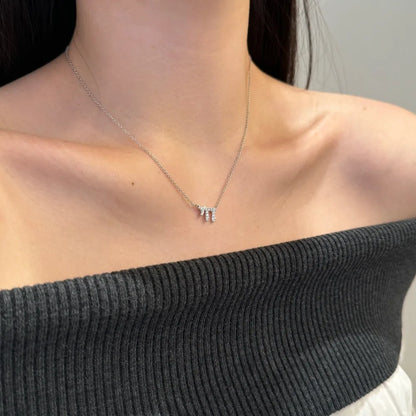 Unique Design Jewellery Women S925 Silver Link Chain Math Symbol M Alphabet 5A Cubic Zirconia Women Pendant Necklaces