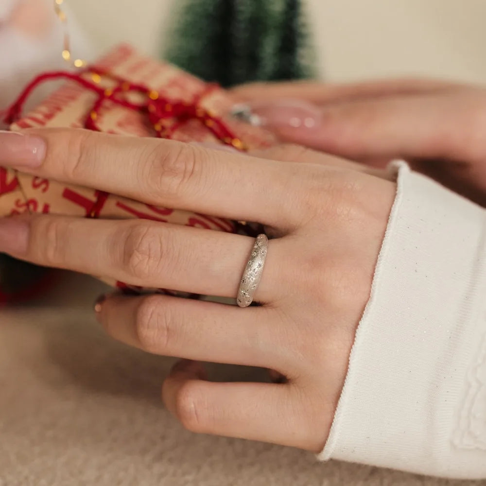 Trendy Simplicity Design 2024 New Year Christmas Festival Xmas 5A Zirconia Frosted Surface Women Dress up Jewelry Ring