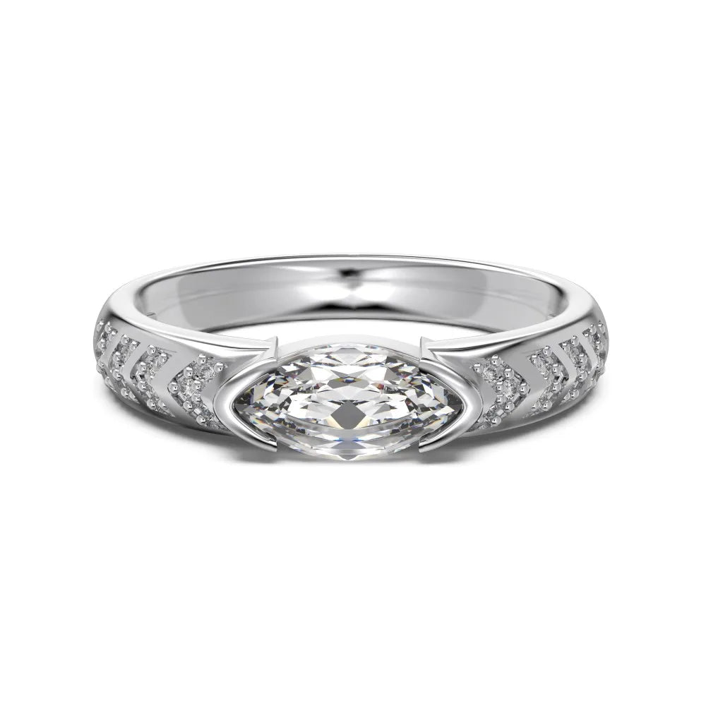 Delicate Classic Top Jewelry 925 Sterling Silver Eternity Band Shiny  Marquise 5A Cubic Zirconia Engagement Rings