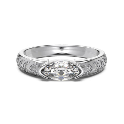 Delicate Classic Top Jewelry 925 Sterling Silver Eternity Band Shiny  Marquise 5A Cubic Zirconia Engagement Rings