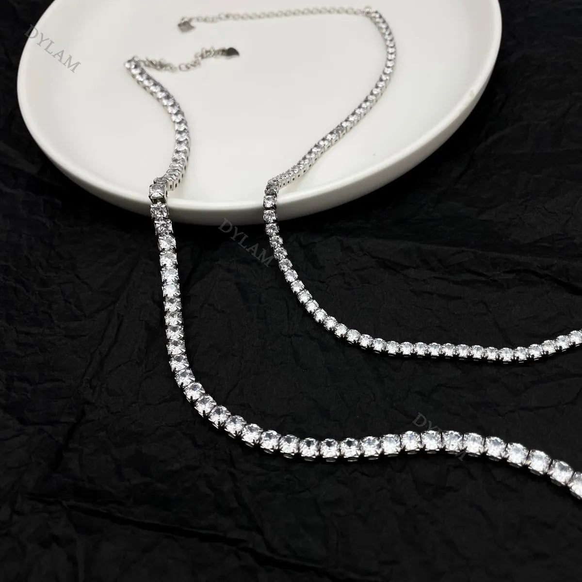 925 Sterling Silver CZ Tennis Necklace DY190148 product image 4