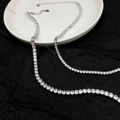925 Sterling Silver CZ Tennis Necklace DY190148 product image 4