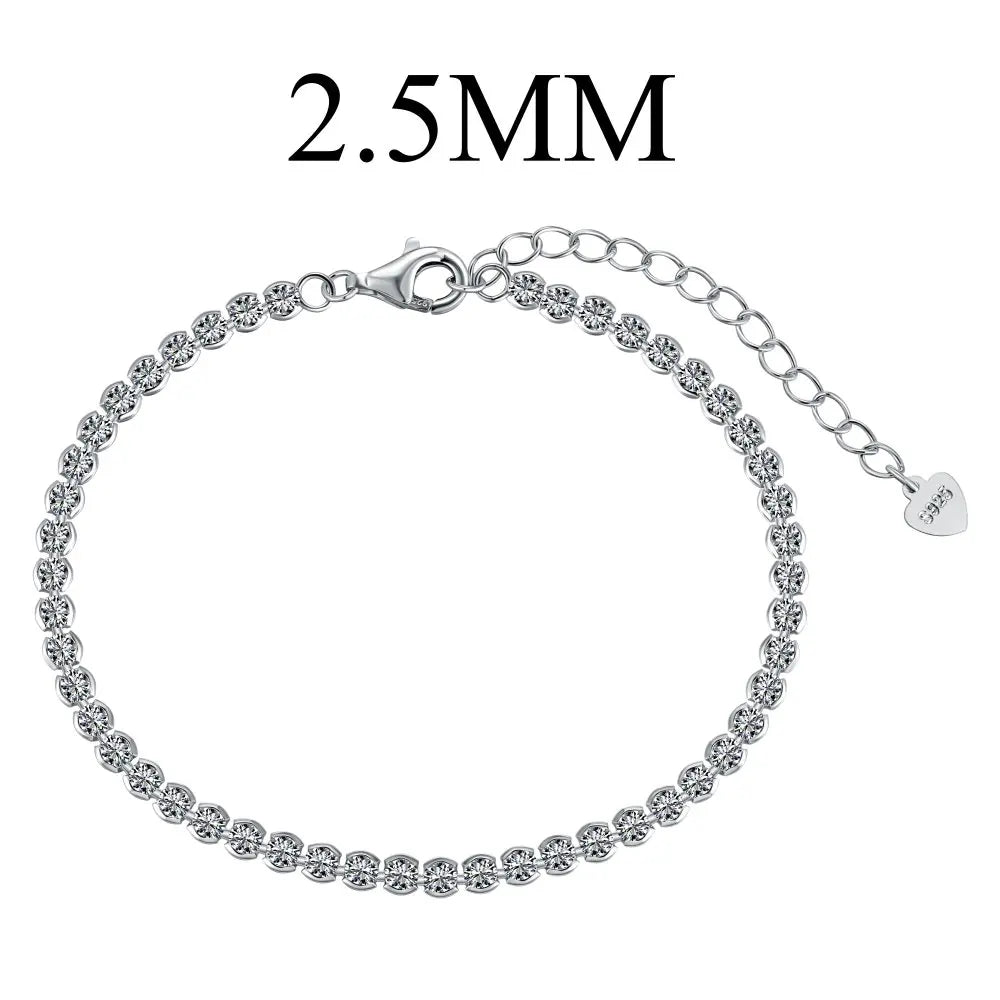Dropshipping Wholesale Jewelry S925 Sterling Silver Bead Bracelets Cz Cubic Zirconia Tennis Chain Link Bracelet for Men Women