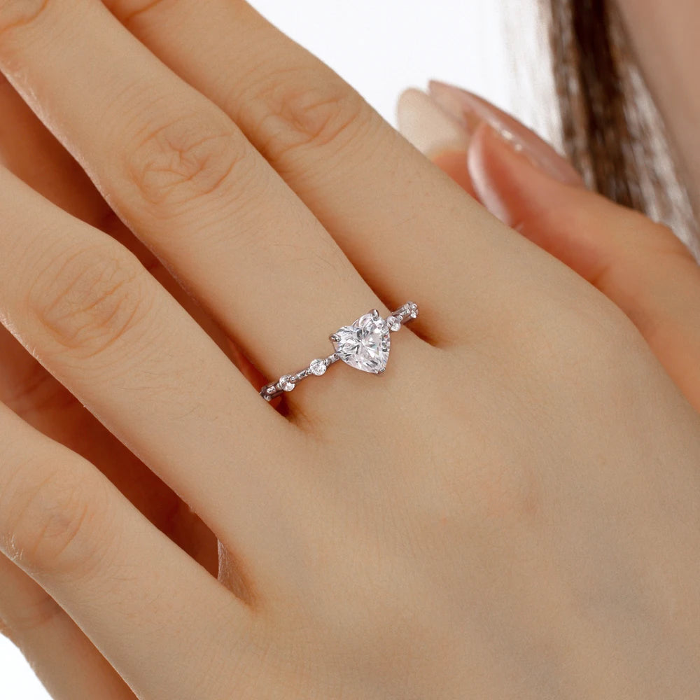 925 Silver Heart CZ Engagement Ring DY121106 product image 2