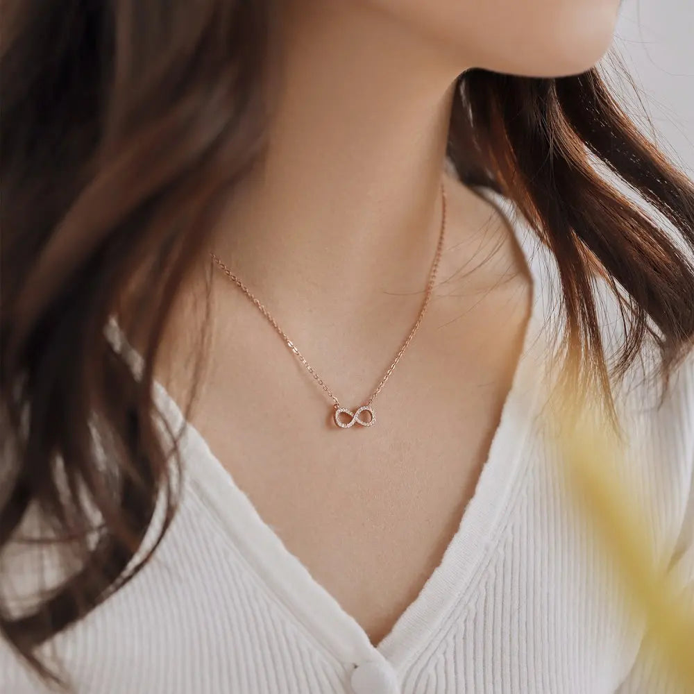 18K Gold Plated  Dainty Infinity Pendants 925 Sterling Silver Necklaces for Women Eternal Friendship Necklace Bijoux Femme Collier