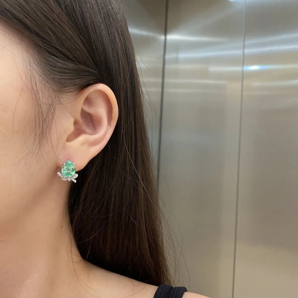 KAKODIY Boutique Jewelry 925 Sterling Silver Earrings Oval Cube Zirconia Green Emerald Earrings Custom Female Direct Earrings - product image 5