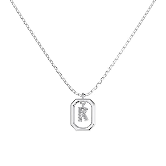 925 Silver K Initial 5A CZ Necklace DY191339 by KAKODIY