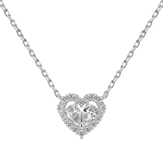 925 Silver Heart CZ Pendant Necklace DY190799 product image 7