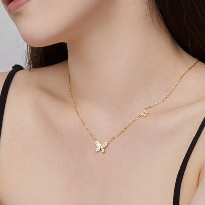 925 Silver Butterfly CZ Pendant Necklace DY190469 product image 2