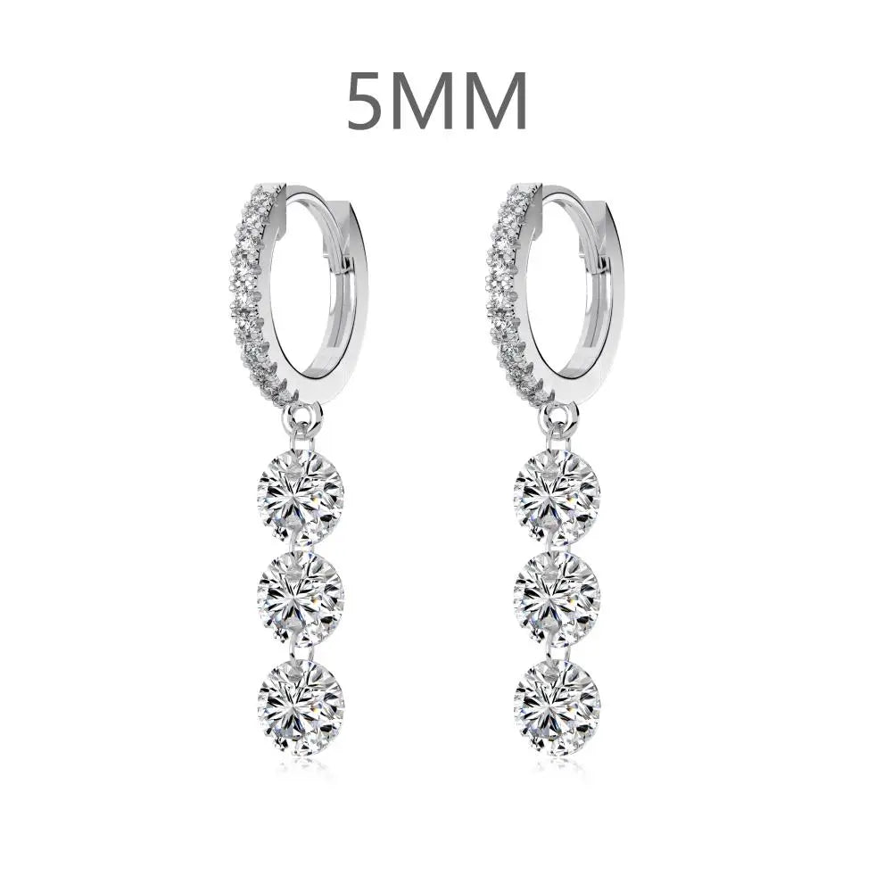 KAKODIY 14K Gold Plated Earrings 925 Sterling Silver Fine Jewelry Tri-zircon Pendant Ring Earrings - product image 1