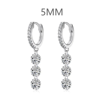 KAKODIY 14K Gold Plated Earrings 925 Sterling Silver Fine Jewelry Tri-zircon Pendant Ring Earrings - product image 1