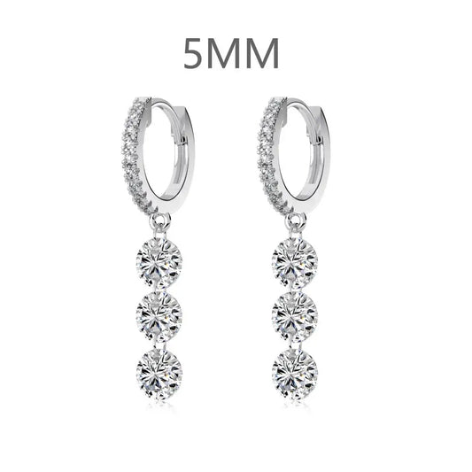 KAKODIY 14K Gold Plated Earrings 925 Sterling Silver Fine Jewelry Tri-zircon Pendant Ring Earrings - product image 1