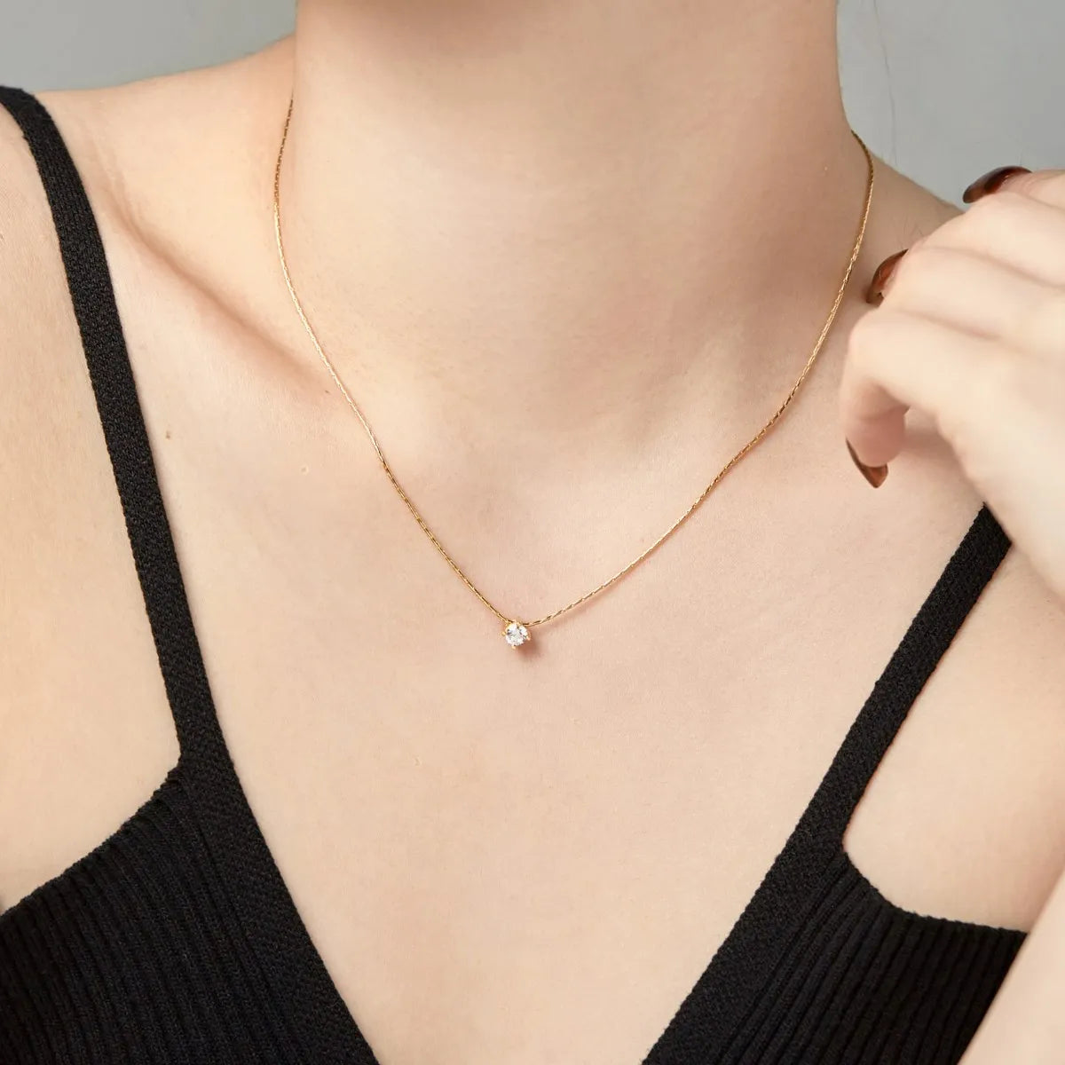 925 Silver CZ Minimalist Pendant Necklace DY190663 product image 4