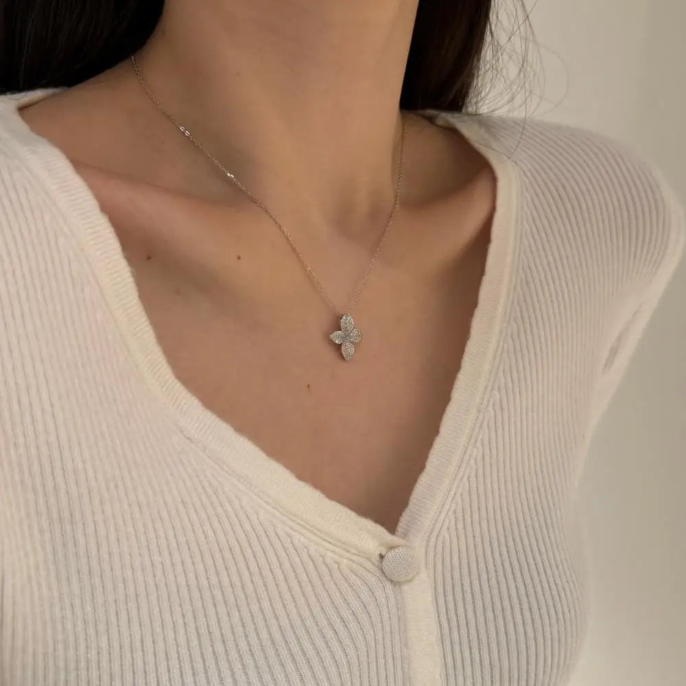 925 Sterling Silver Clover Lariat Necklace product image 3