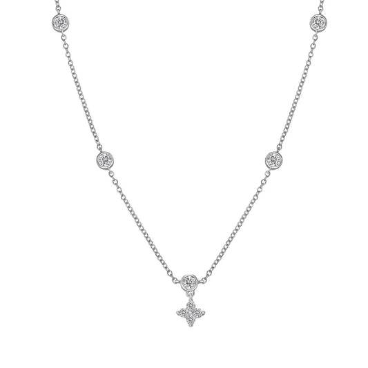 Elegance Christmas New Year Xmas Festival Gifts S925 Silver Link Chain Four Leaf Clover Lucky Pendant Necklace for Women