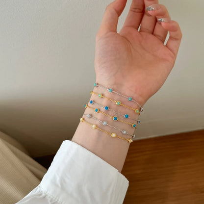 925 Sterling Silver Opal Chain Bracelet product image 5