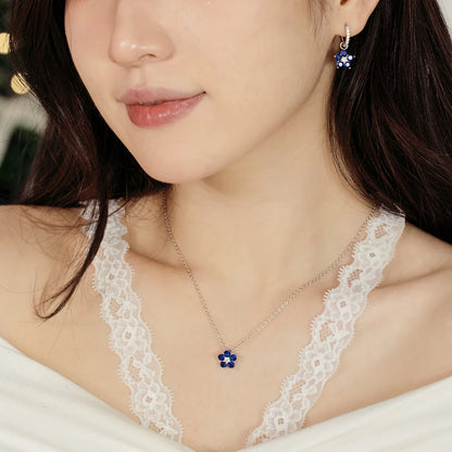 New Year Merry Christmas Festival Gifts Sterling Silver Link Chain Women Fine 5A Zirconia Flower Pendant Necklace