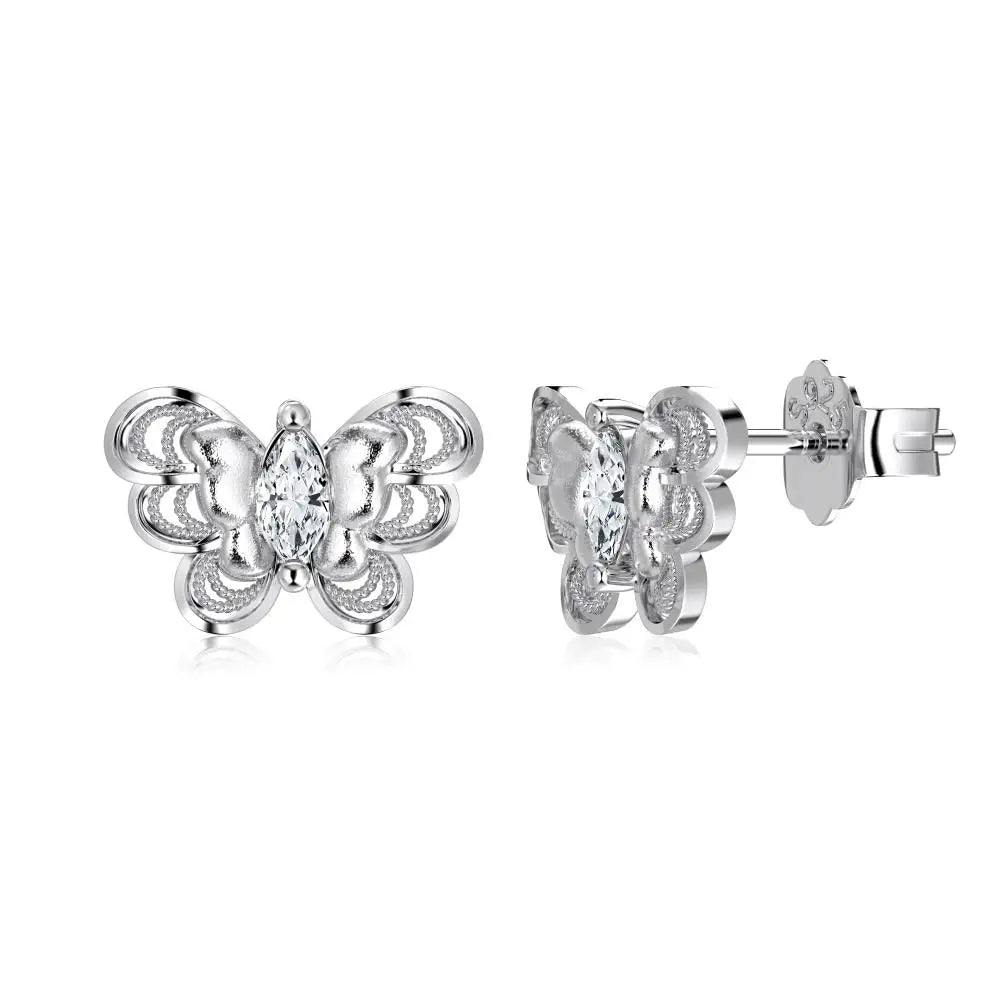 KAKODIY Personalized Creative Design 22K Gold Plated 925 Sterling Silver Butterfly Stud Earrings