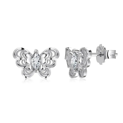 KAKODIY Personalized Creative Design 22K Gold Plated 925 Sterling Silver Butterfly Stud Earrings