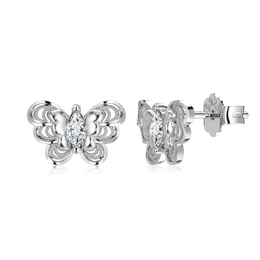 925 Silver Butterfly Stud Earrings 106759835686 product image 7