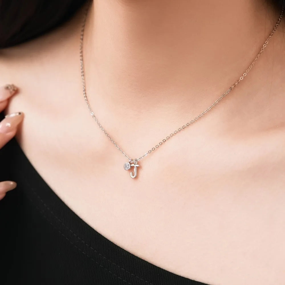 925 Silver J Initial 5A CZ Necklace DY191883 product image 3