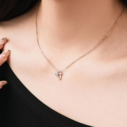925 Silver J Initial 5A CZ Necklace DY191883 product image 3