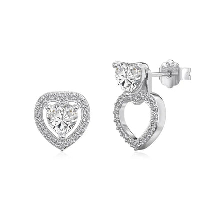 KAKODIY Multi-Wear Luxury Jewelry Earrings Fashion 925 Sterling Silver Ladies Heart Earrings