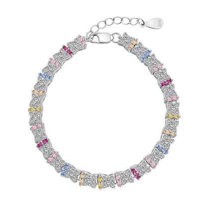 Best Sell Fine Jewelry Multi-Color S925 Silver Rainbow 5A Cz Cubic Zirconia Stone  Tennis Chain Bracelets Women