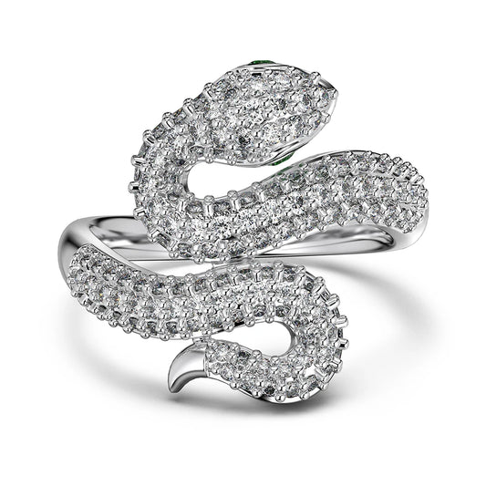 Personalized Design Fine Fashion Jewelry 925 Sterling Silver 5A Cubic Zirconia Snake Shape Women Daily Wear Rings