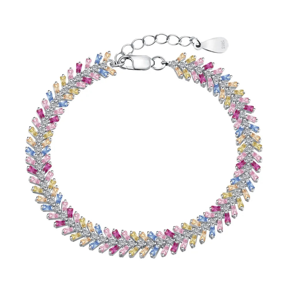Wholesale Candy Color Jewelry Simple Ins Designer Bracelet Handmade Sterling Silver S925 Rainbow Tennis Bracelets Women